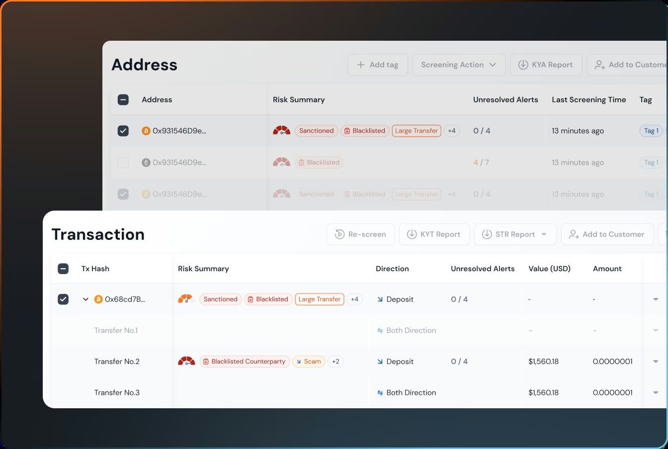 KYA and KYT: address-level vs. transaction-level checks