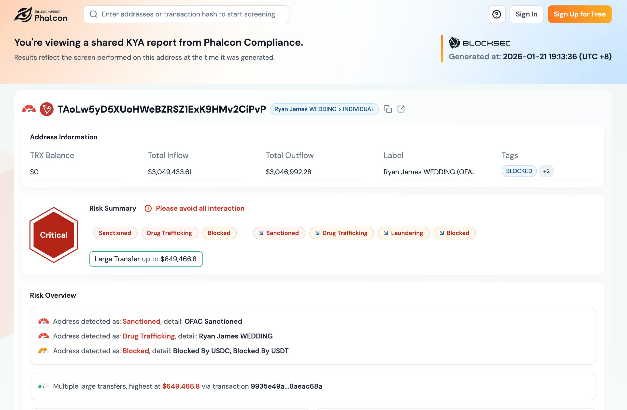 KYA deep profiling and cross-chain tracing