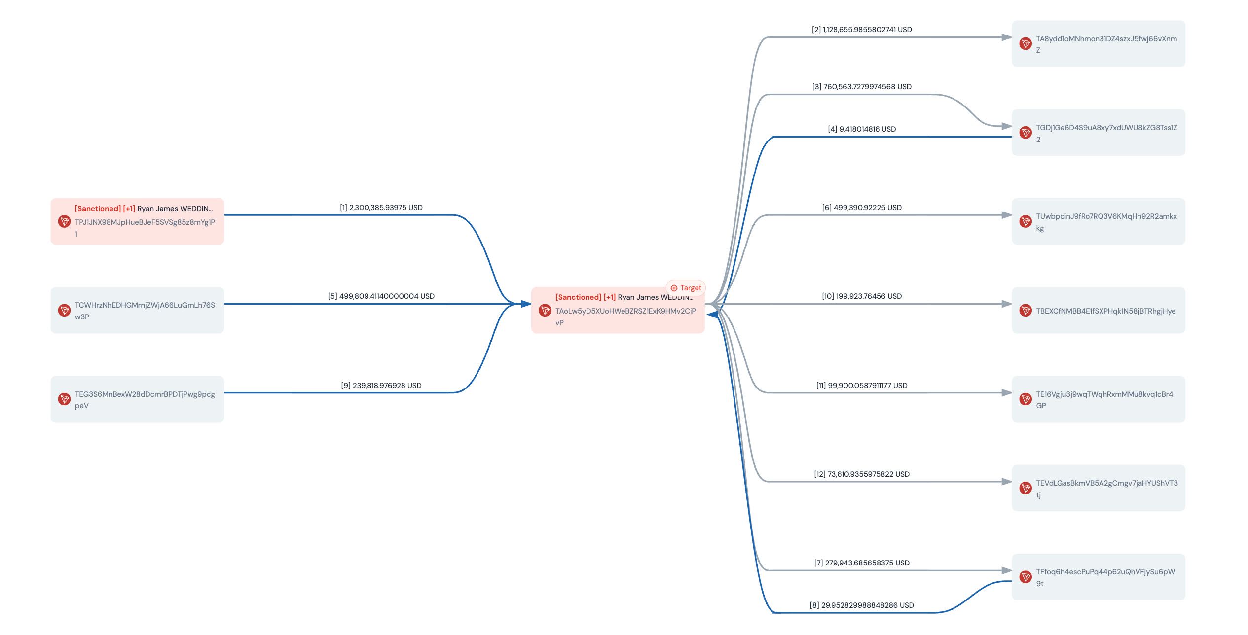 On-chain investigation visualization