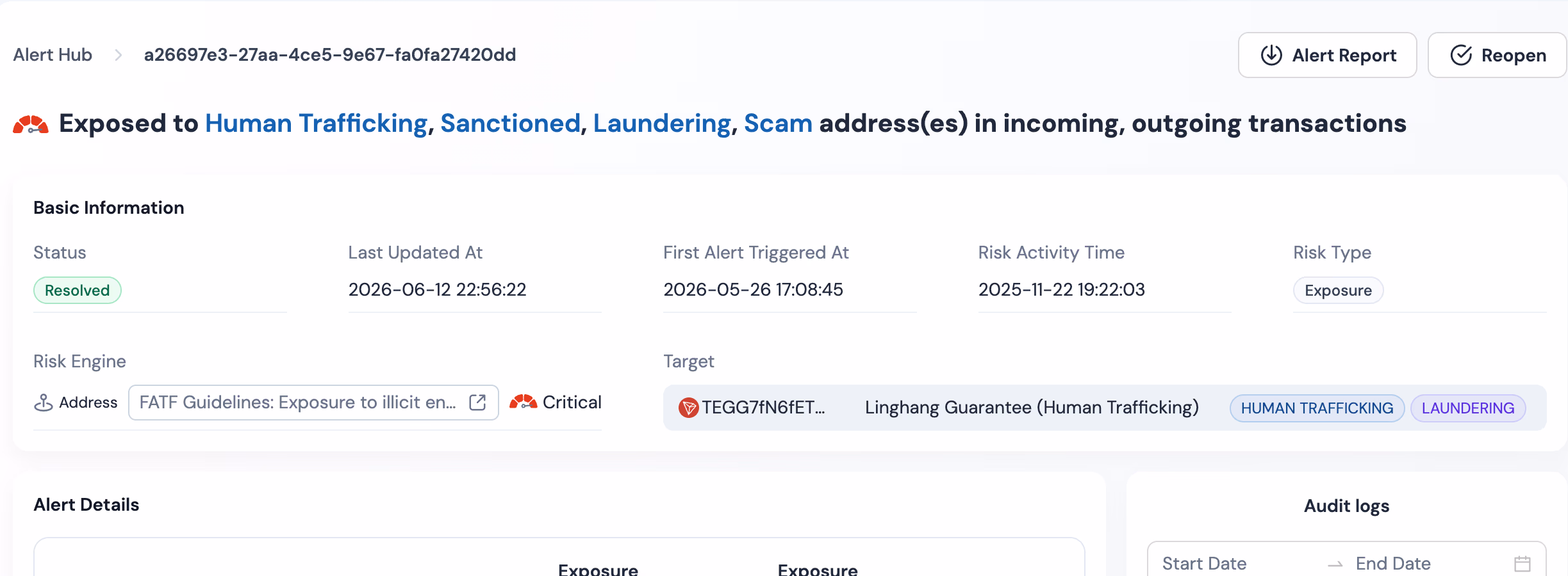 Exposure overview for block/hold/allow disposition decisions